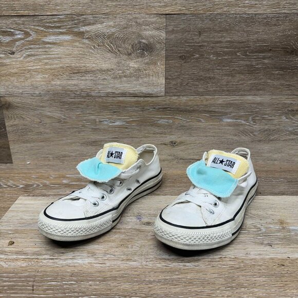 Converse All Star Double Tongue Blue/Yellow Low Top Sneaker Women's Size 7 - Picture 1 of 4